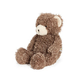 Brown teddy bear with a cream muzzle on a white background