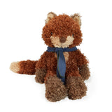 Brown fox with a blue bandana on a white background