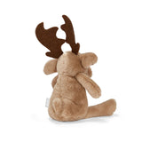 Back view of a brown moose bag charm with felt antlers.