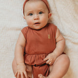Kudaa Organic Tank Ruffle Waist Bunsuit - Paprika-Clothing-SKU: - Bunnies By The Bay