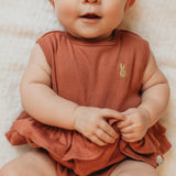 Kudaa Organic Tank Ruffle Waist Bunsuit - Paprika-Clothing-SKU: - Bunnies By The Bay