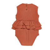 Kudaa Organic Tank Ruffle Waist Bunsuit - Paprika-Clothing-SKU: - Bunnies By The Bay