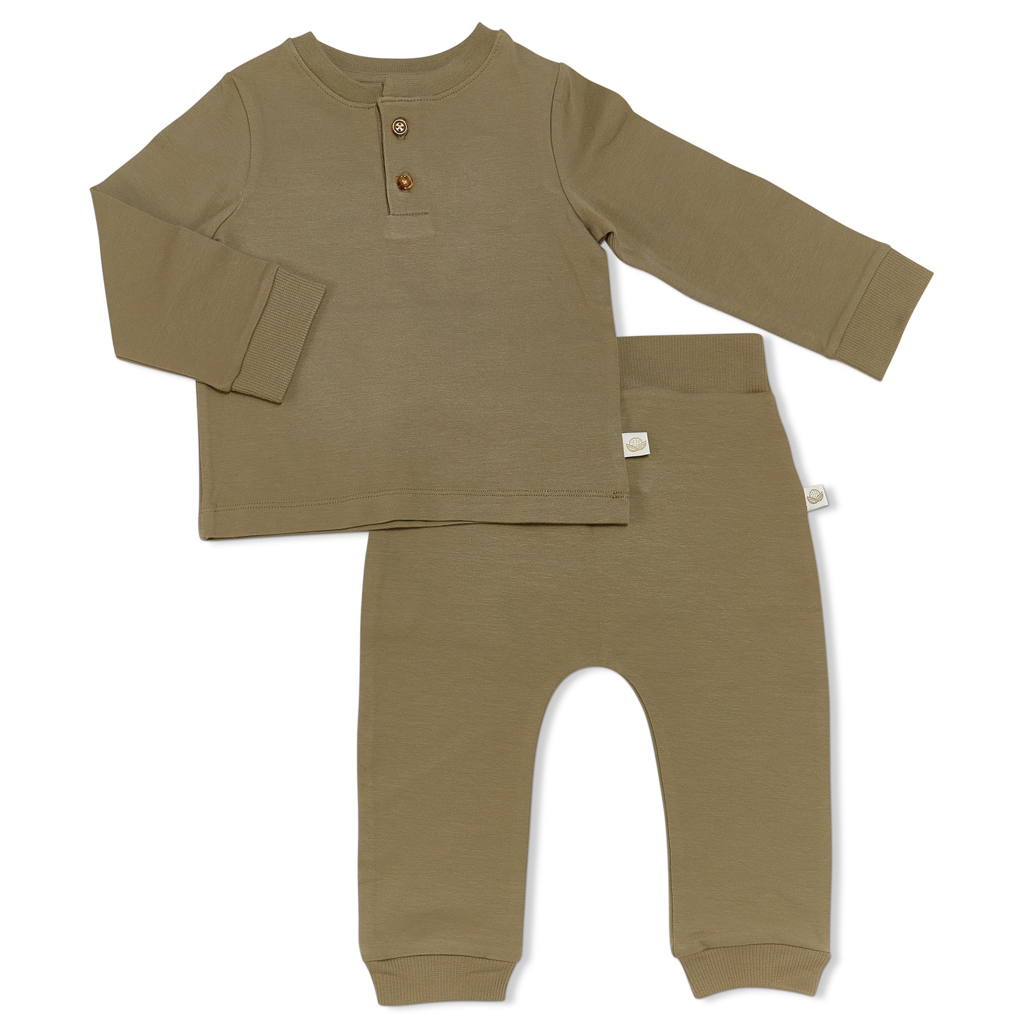Kudaa Organic Long Sleeve Bunny Pant Set - Bayleaf | Organic Baby Clothing