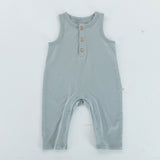 Kudaa Organic Button Tank Jumpsuit - Bay Blue-SKU: 910112 - Bunnies By The Bay