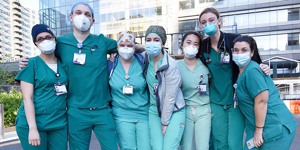 A medical team all masked up