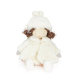 Stuffed doll with a white coat and hat on a white background