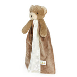 Brown plush blanket with bear ears on a white background