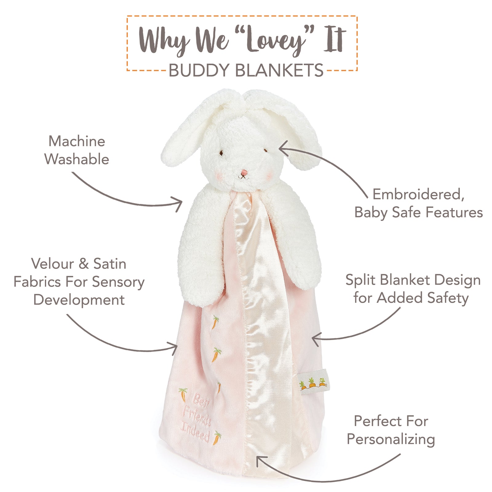 Blossom Bunny Buddy Blanket Baby Lovey Security Blanket