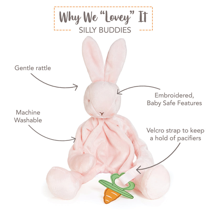 Blossom Bunny Silly Buddy | Baby Pacifier Holder | Comfort Lovey