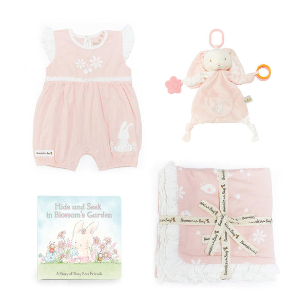 Baby Girl Gift Set New Born Baby Gift Baby Pink Bunny Security Blanket Soft  Fleece, Suitcase Keepsake Box Blanket Booties & Baby Gift Basket – Unique
