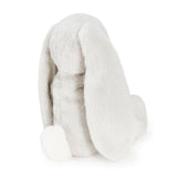 Gray plush bunny on a white background