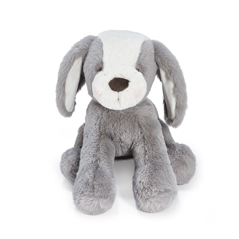 Bunnies by the Bay Sweet gray Mutt Puppy Dog stuffed animal plush toy, front view, baby safe, soft fur, Personalized Gift
