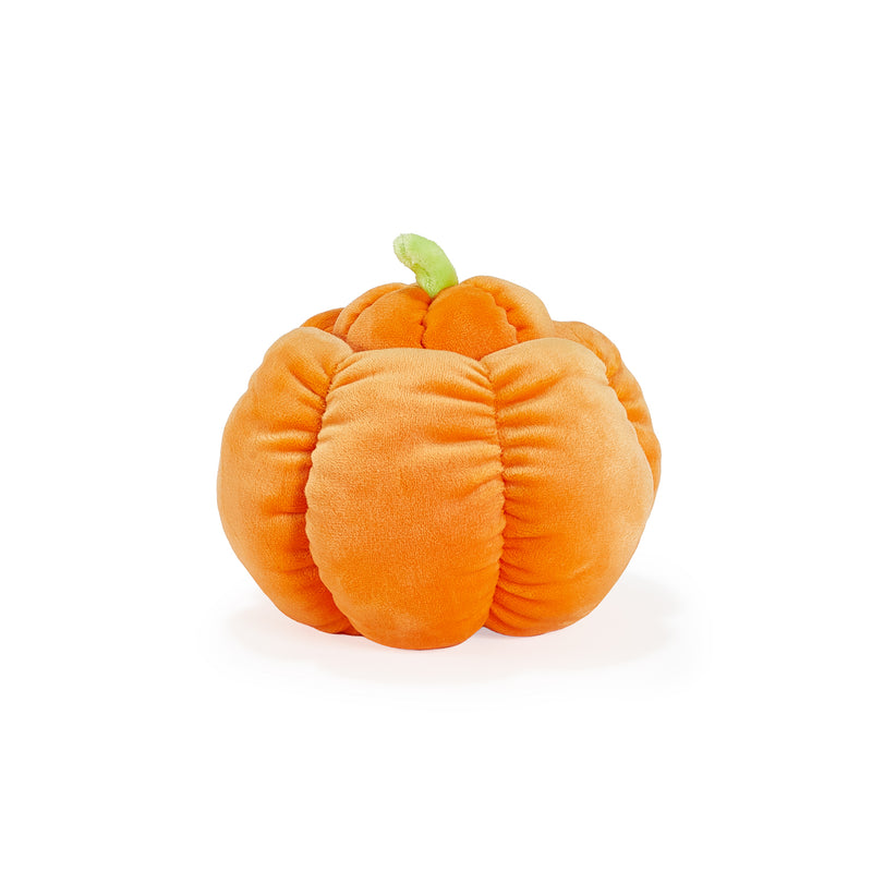 Orange plush pumpkin plush costume on a white background