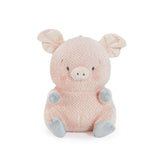 front view Pink Pig plush stuffed animal toy with gray feet on a white background