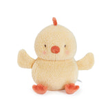 Plush toy chick on a white background