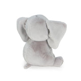 Plush elephant toy on a white background