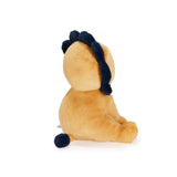 Plush lion toy with navy blue accents on a white background