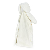 White plush bunny with blanket body, baby security, on a white background