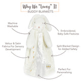Buddy Blanket with features "why we lovey it" highlighted on a white background
