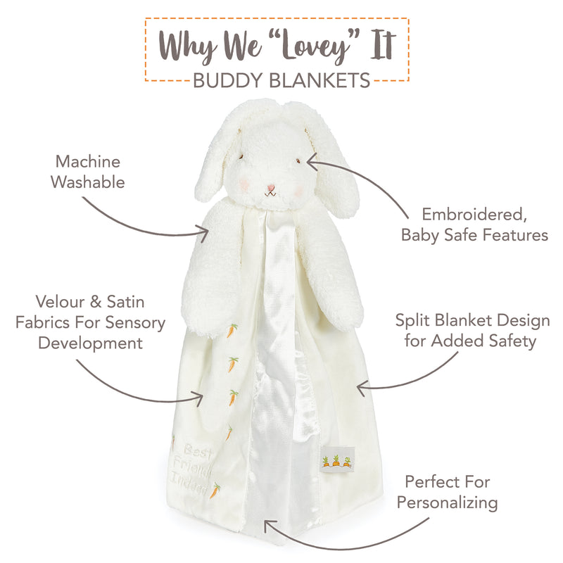 Buddy Blanket with features "why we lovey it" highlighted on a white background
