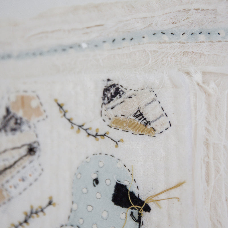 Hutch Studio - Birds the Word Fabric Art Collection | Early Bird-Hutch Studio Original-SKU: - Bunnies By The Bay