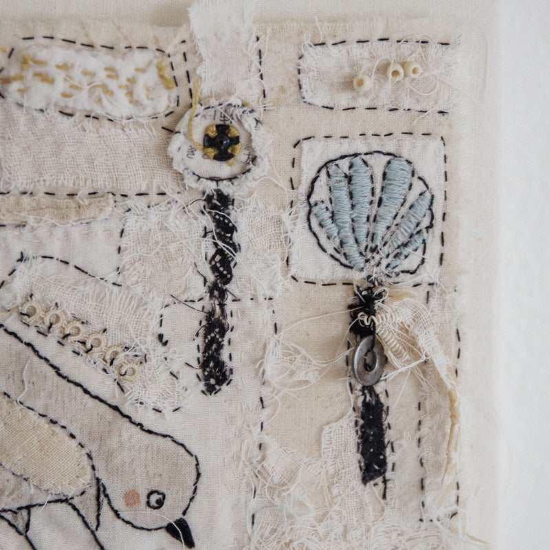 Hutch Studio - Birds the Word Fabric Art Collection | Pecking Order-Hutch Studio Original-SKU: - Bunnies By The Bay