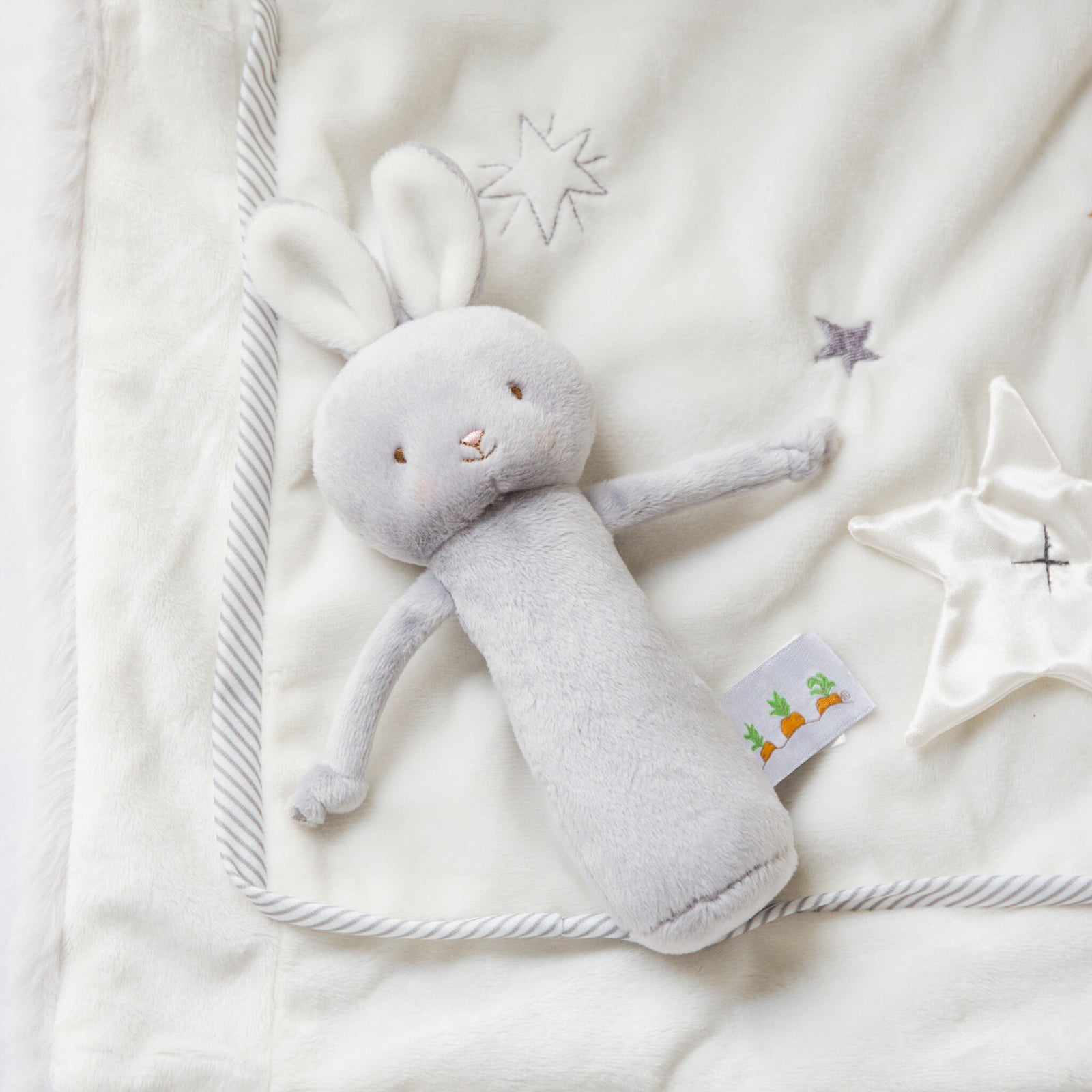 Friendly Chime Gray Bunny | Baby Rattle | Baby Toy - Bunnies By
