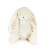 Cream-colored plush bunny with 'Mom' embroidery on a white background