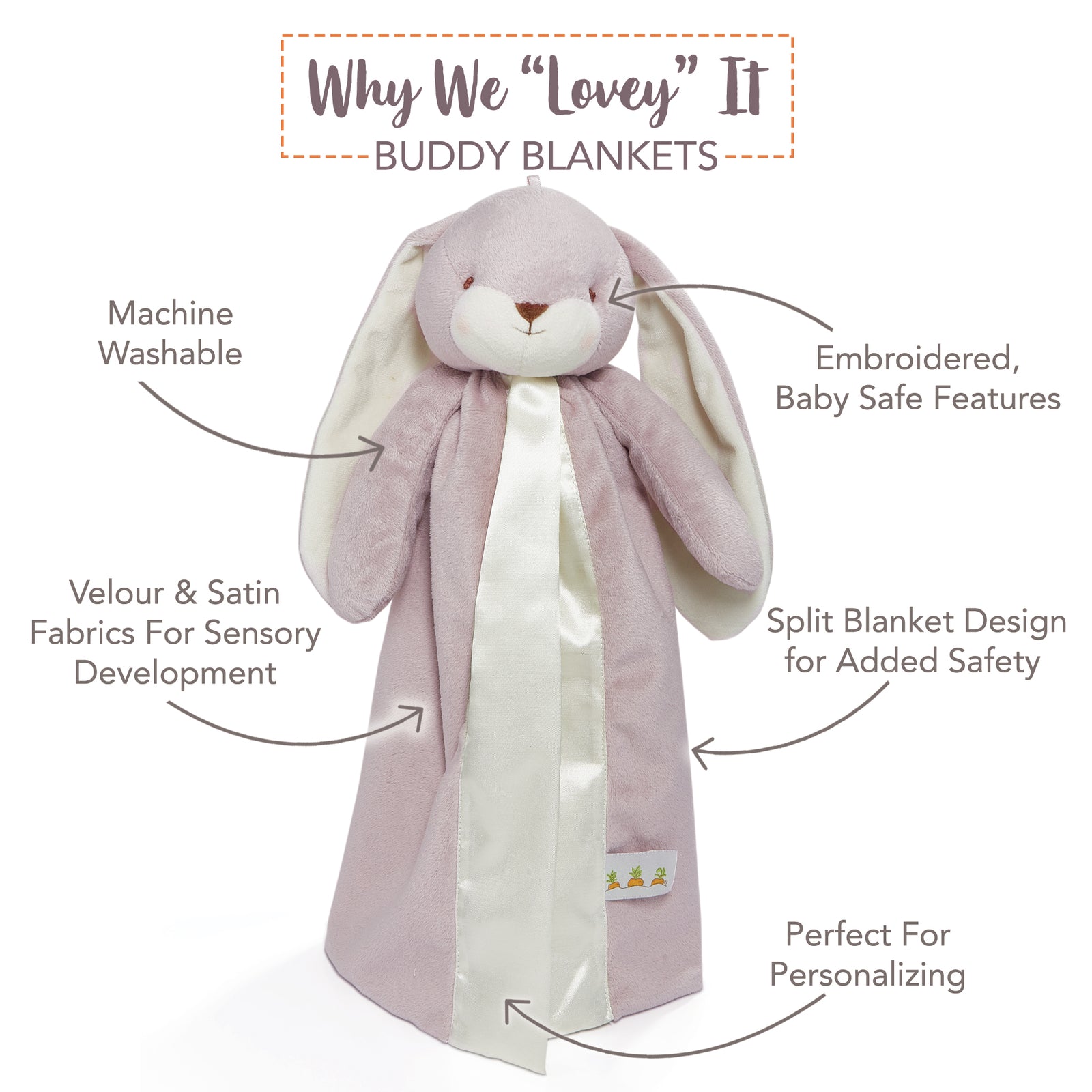 Nibble Buddy Blanket - Lilac Marble | Baby Lovey | Security Blanket