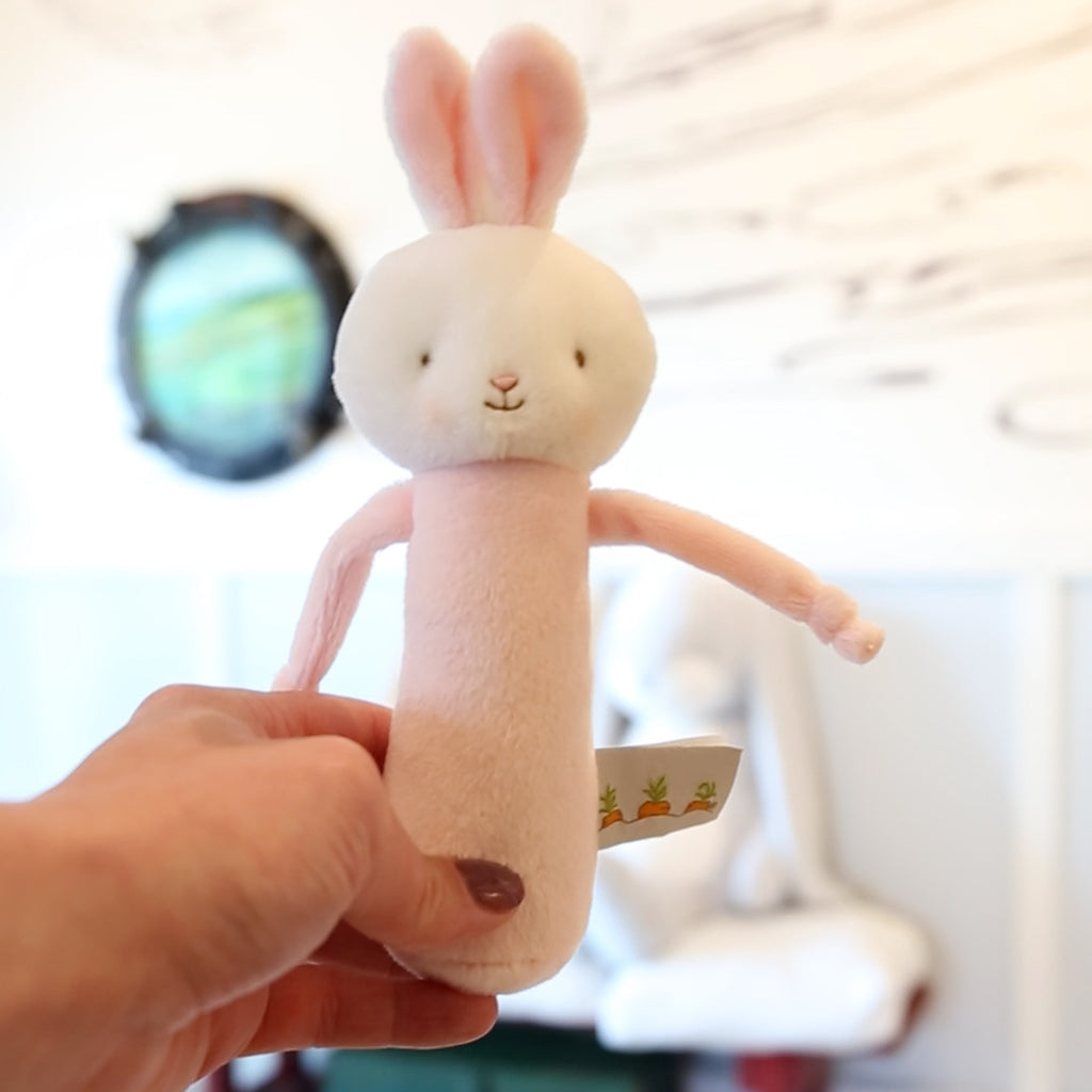 2wayピン クリップ マスコット ぬいぐるみ 天使 うさぎ ハンドメイド Friendly Chime Pink Bunny | Baby Rattle | Baby Toy - Bunnies By