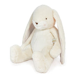 White plush bunny toy on a white background