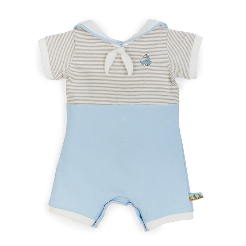 Image of Sailor Bud Bunny Romper-Apparel-Bunnies By the Bay-3-6 months-Blue/Grey Stripe-bbtbay