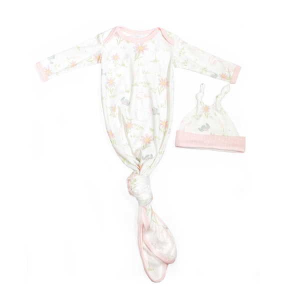 Newborn Friendship Blossom Knotty Gown and Hat Set-Blossom Bunny-SKU: 103139 - Bunnies By The Bay