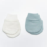 Kudaa Organic Baby Mitten Set - Bunny White & Bay Blue-Clothing-SKU: 910096 - Bunnies By The Bay