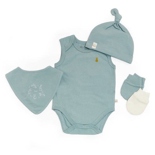 Organic Newborn Essentials Gift Set - Bay Blue-Gift Set-SKU: 910137 - Bunnies By The Bay