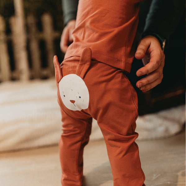 Kudaa Organic Long Sleeve Bunny Pant Set - Paprika-Clothing-SKU: - Bunnies By The Bay