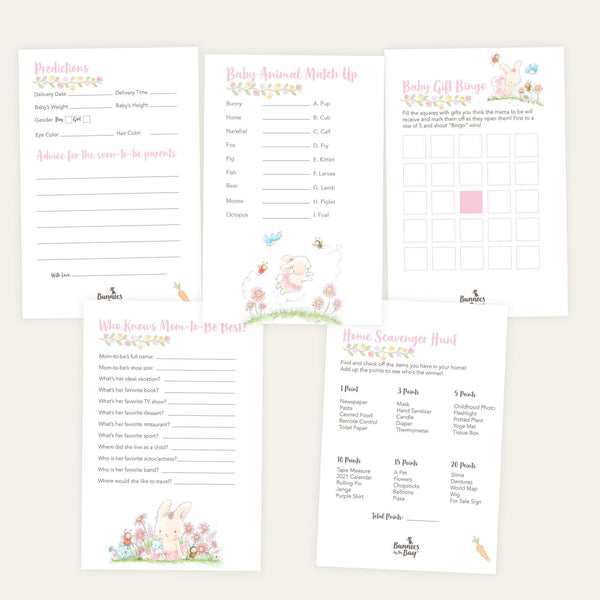 Printable Baby Shower Game Bundle - Blossom Bunny Theme-Printables-SKU: - Bunnies By The Bay