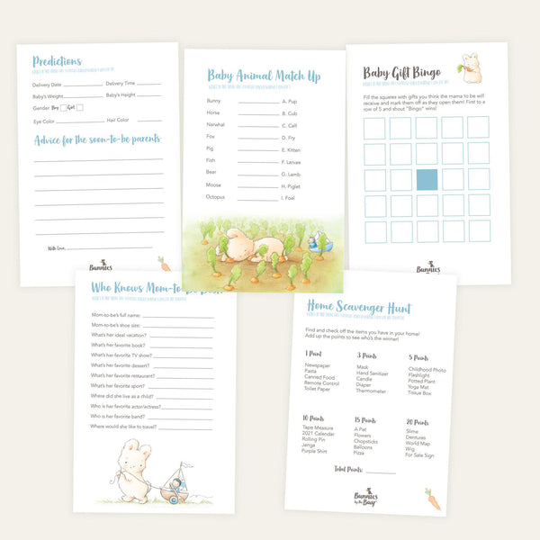 Printable Baby Shower Game Bundle - Bud Bunny Theme-Printables-SKU: - Bunnies By The Bay