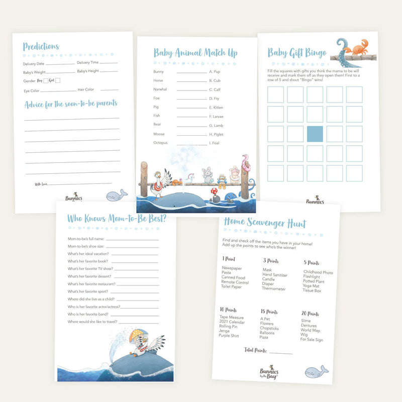 Printable Baby Shower Game Bundle - Good Friends By The Bay Sea Theme-Printables-SKU: - Bunnies By The Bay
