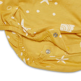 Kudaa Organic Flutter Sleeve Button Bunsuit - Sunny Yellow-Clothing-SKU: - Bunnies By The Bay