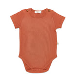 Kudaa Organic Short Sleeve Bunsuit - Paprika-Clothing-SKU: 910232 - Bunnies By The Bay