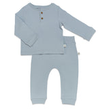 Kudaa Organic Long Sleeve Bunny Pant Set - Pearl Blue-Clothing-SKU: 910151 - Bunnies By The Bay