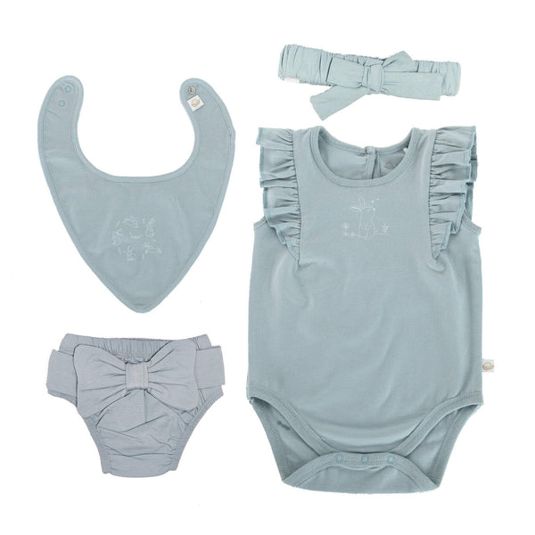 Kudaa Organic Frilly Gift Set - Bay Blue-Gift Set-SKU: 910071 - Bunnies By The Bay