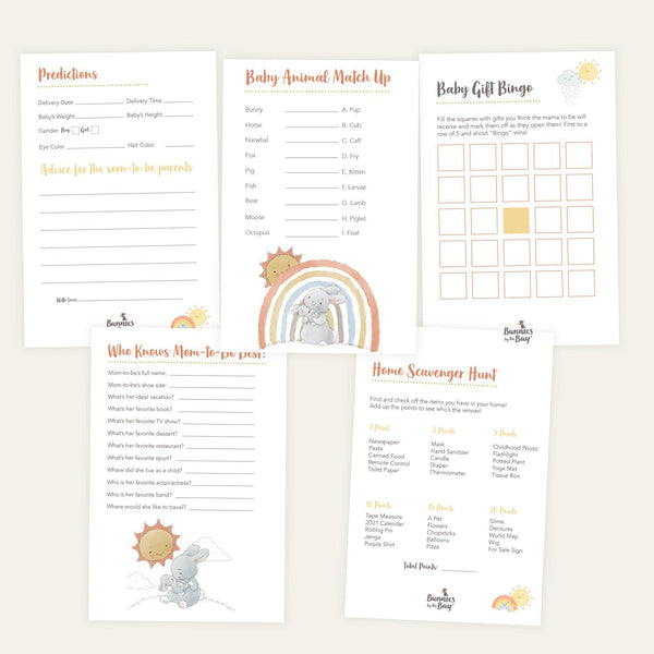 Printable Baby Shower Game Bundle - Little Sunshine Rainbow Collection Theme-Printables-SKU: - Bunnies By The Bay