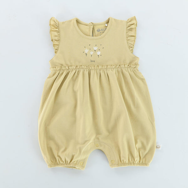 Kudaa Organic Frilly Romper - Green Tea-Apparel-SKU: - Bunnies By The Bay