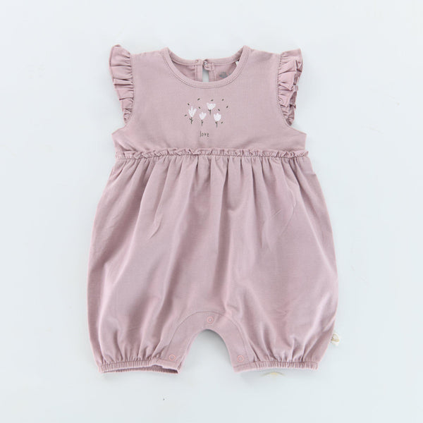 Kudaa Organic Frilly Romper - Wood Rose-Apparel-SKU: - Bunnies By The Bay