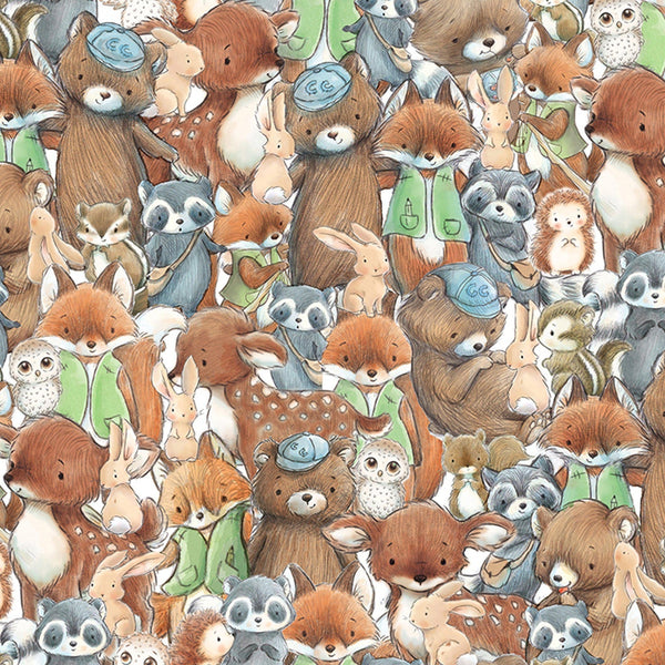 Image of Fabric - Camp Cricket Collection - Packed Forest Friends-Fabric-Bunnies By The Bay-bbtbay