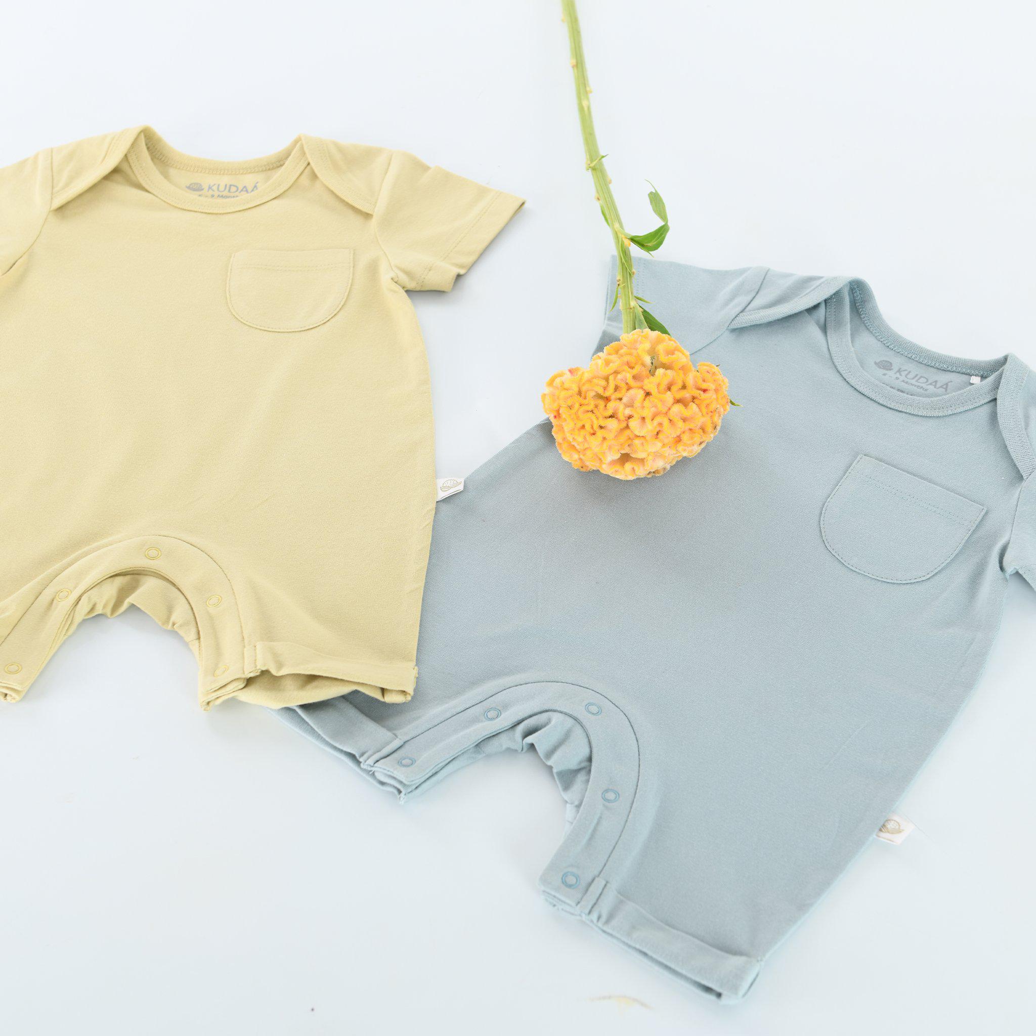 Kudaa Organic Pick a Pocket Romper Green Tea Baby Clothes